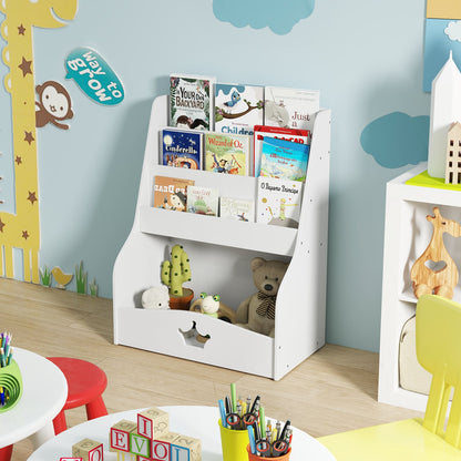 4-Tier Wooden Kids Bookshelf Bookcase Toy Storage Organizer-White