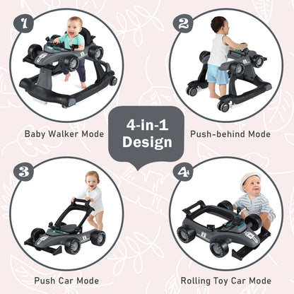 4-in-1 Baby Push Walker with Adjustable Height and Speed-Dark Grey