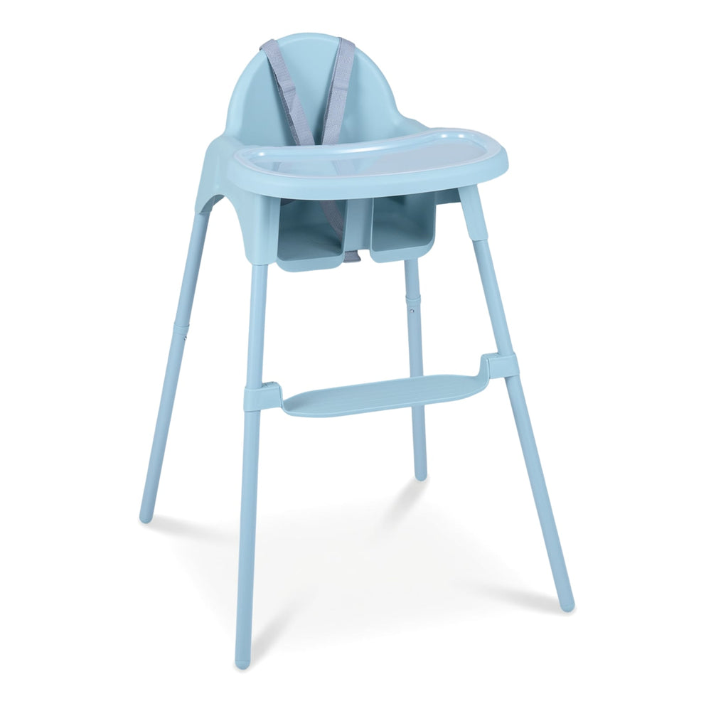 4-in-1 Convertible Baby High Chair with 2 Heights Removable Double Tray-Blue