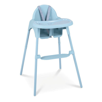 4-in-1 Convertible Baby High Chair with 2 Heights Removable Double Tray-Blue