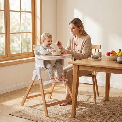 4-in-1 Convertible Baby High Chair with Detachable and Adjustable Tray-Beige