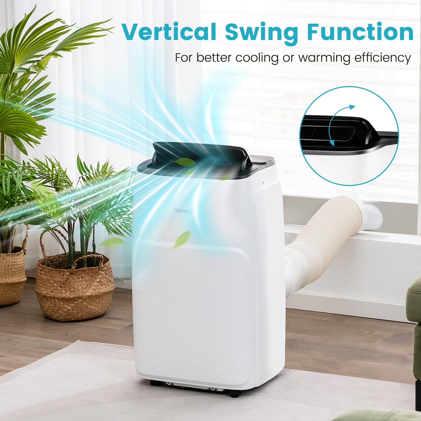 4-in-1 Portable Air Conditioner with Multi-Speed Fan and Remote Control-White