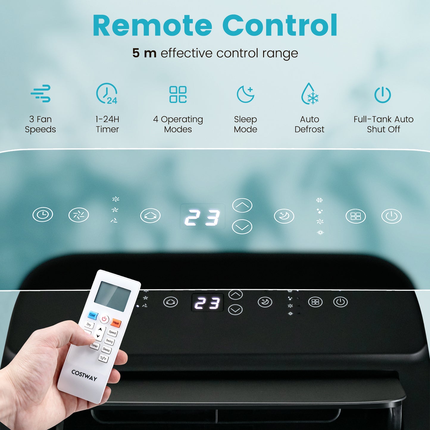 4-in-1 Portable Air Conditioner with Multi-Speed Fan and Remote Control-White