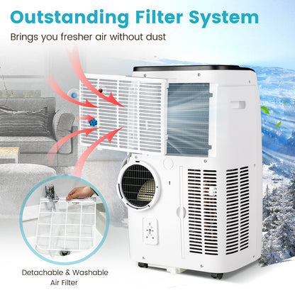 4-in-1 Portable Air Conditioner with Multi-Speed Fan and Remote Control-White