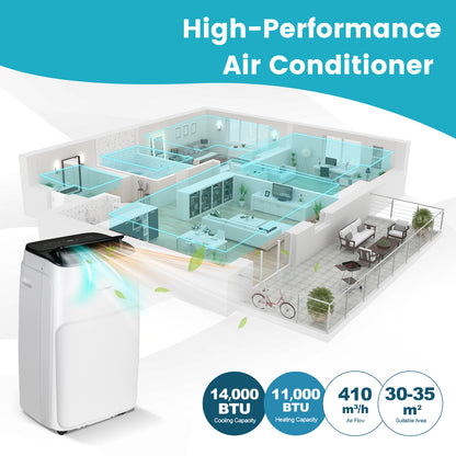 4-in-1 Portable Air Conditioner with Multi-Speed Fan and Remote Control-White