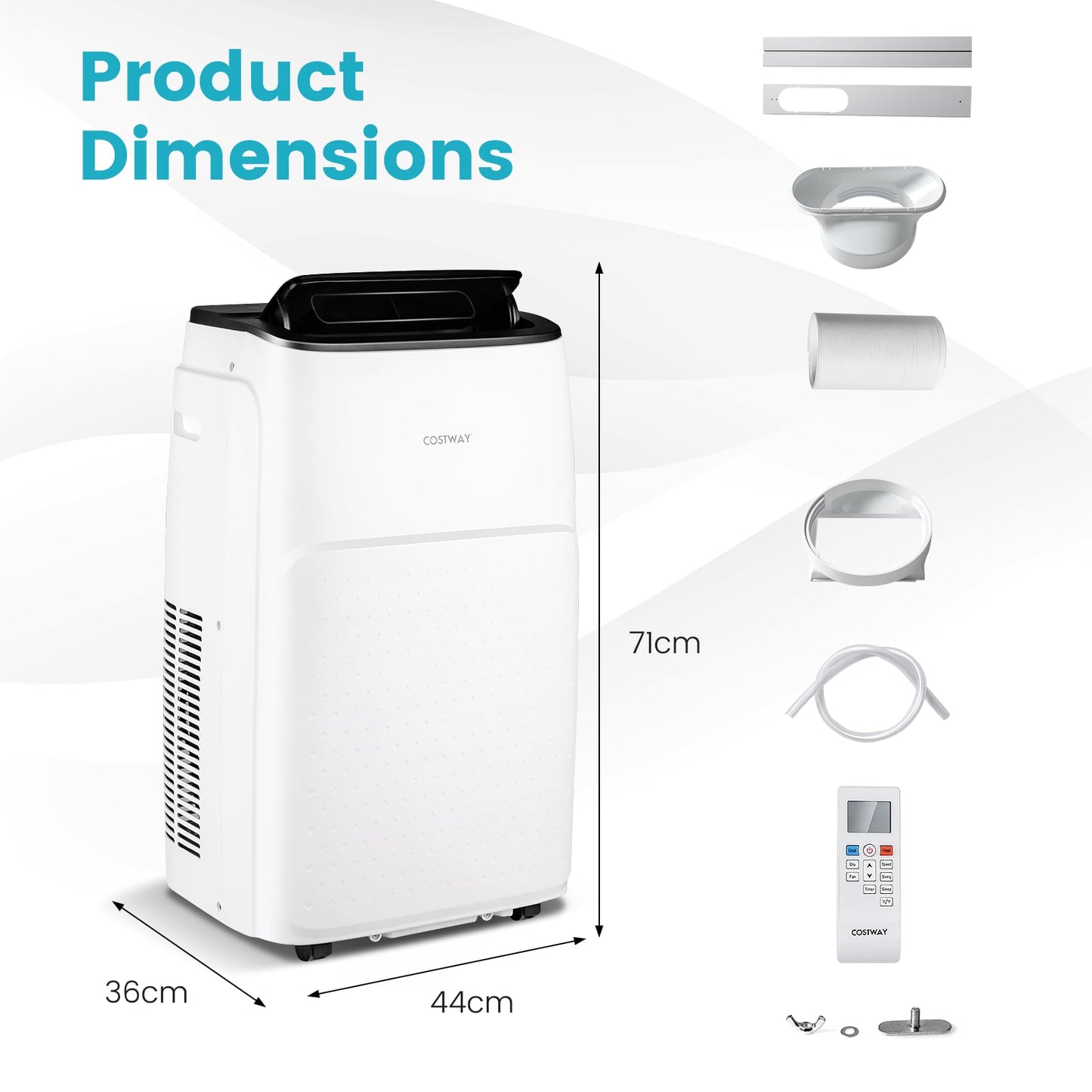 4-in-1 Portable Air Conditioner with Multi-Speed Fan and Remote Control-White