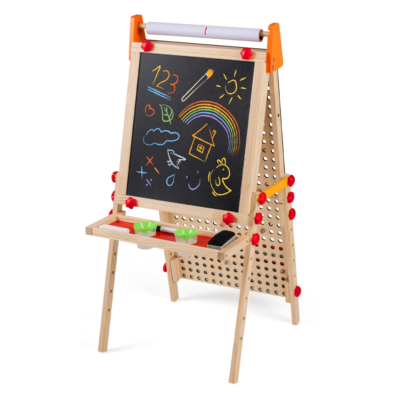 4-in-1 Wooden Kids Art Easel with Paper Roll