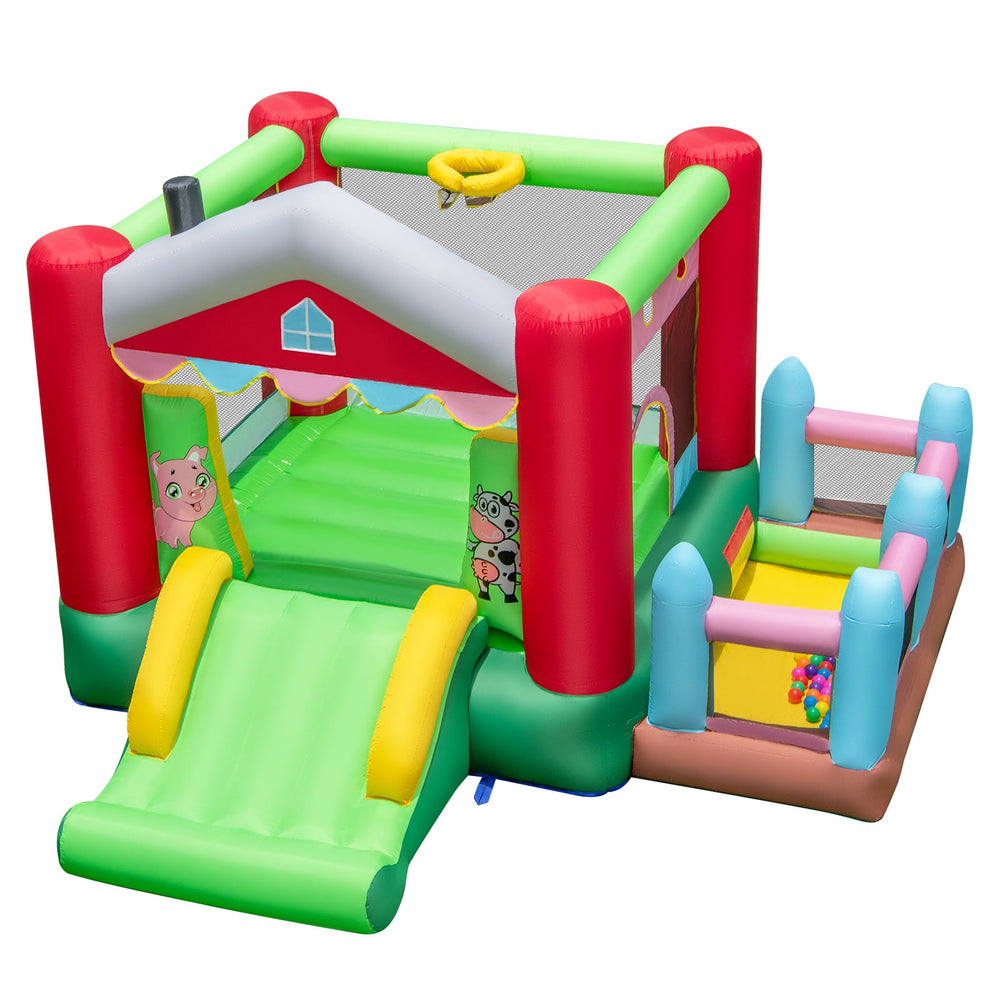 4-in-1 Farm Themed Inflatable Bounce House with 480W Blower
