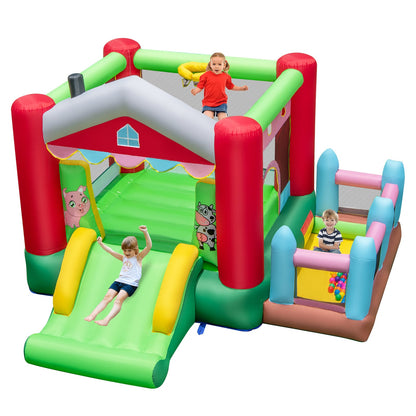 4-in-1 Farm Themed Inflatable Bounce House with 480W Blower