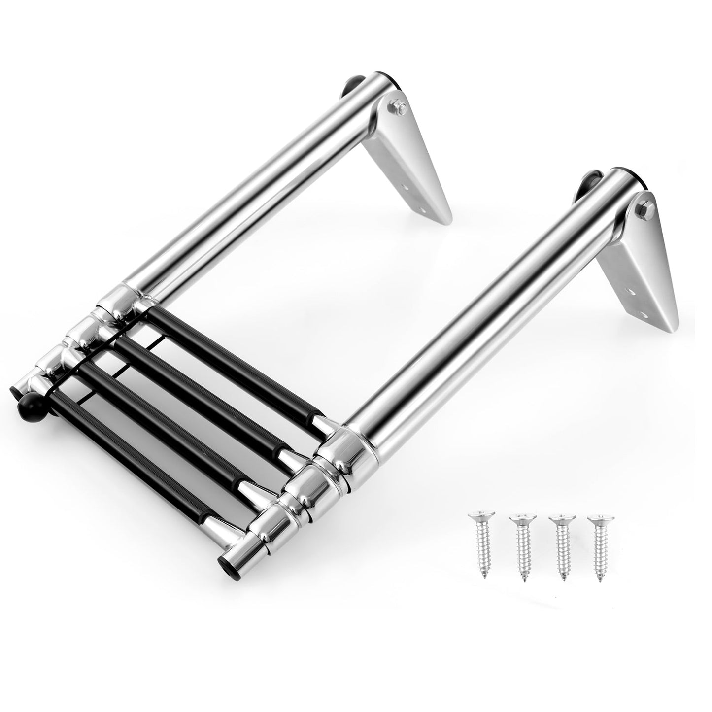 4-step Telescoping Folding Boat Ladder with Non-slip Steps