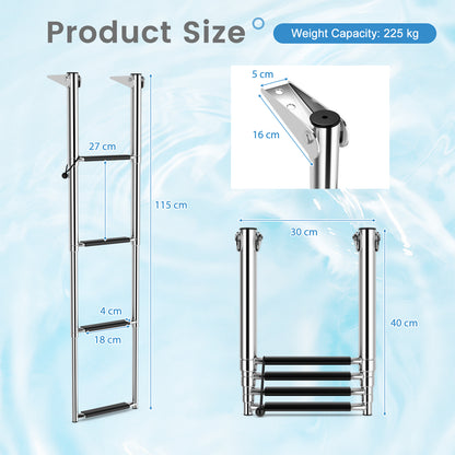 4-step Telescoping Folding Boat Ladder with Non-slip Steps