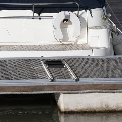 4-step Telescoping Folding Boat Ladder with Non-slip Steps
