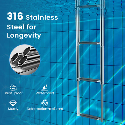 4-step Telescoping Folding Boat Ladder with Non-slip Steps