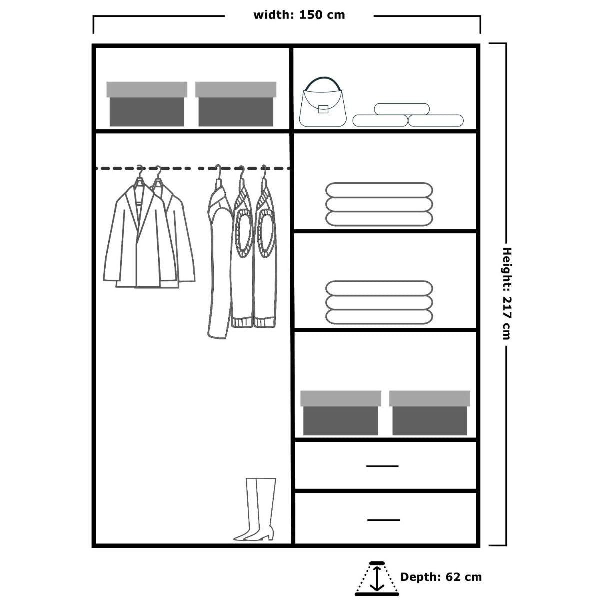 Vikas Gloss Sliding Door Wardrobe