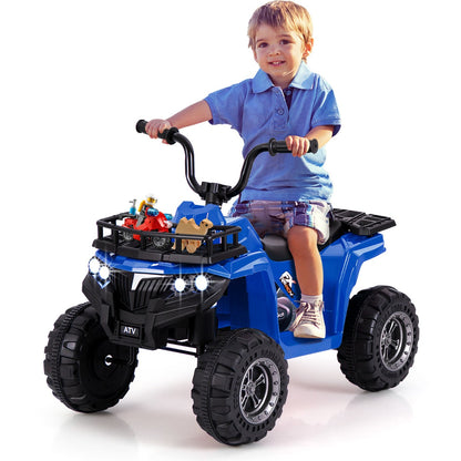 6V 4-Wheeler Quad Car with One-Button Start and Tread Tires-Navy