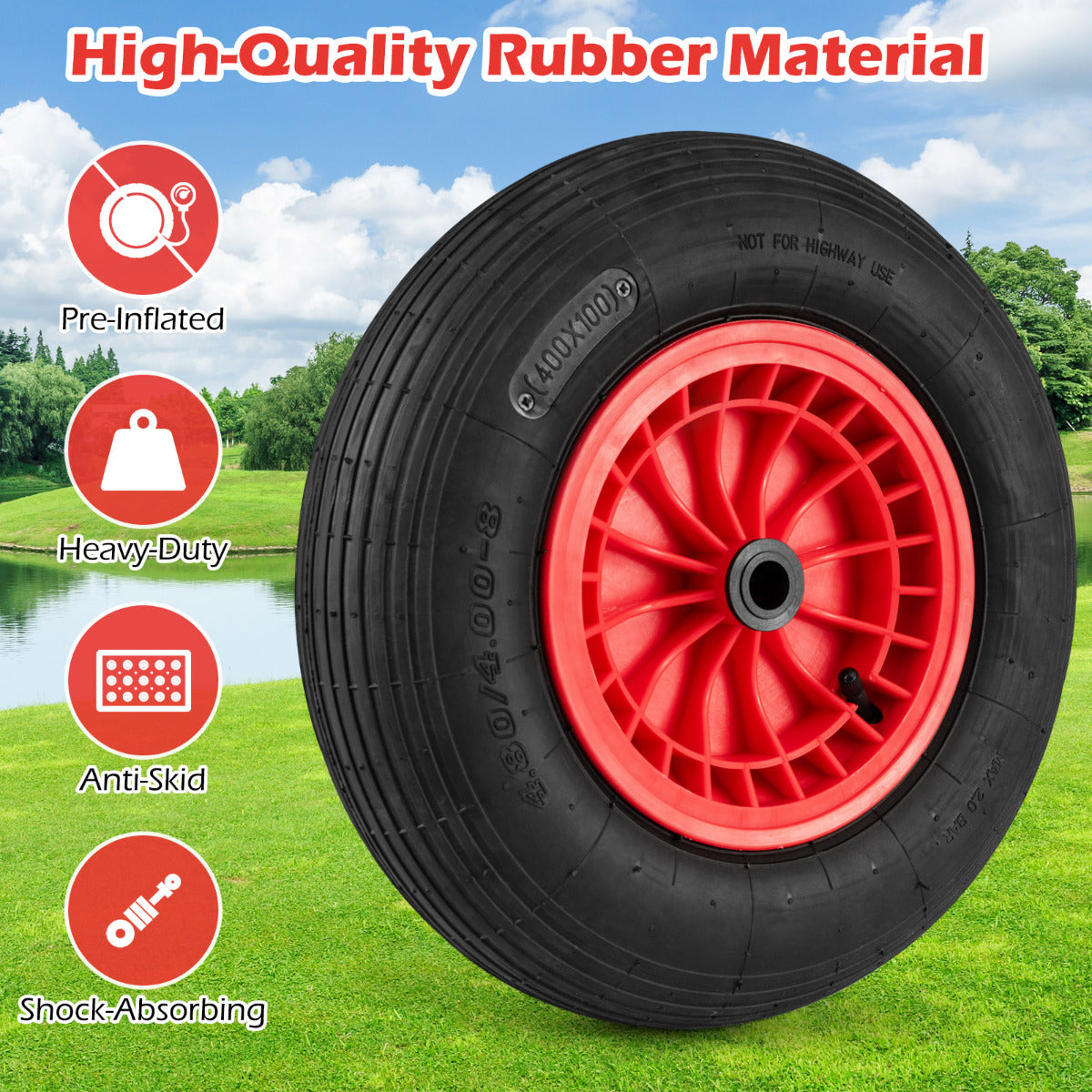 4.80/4.00-8 Wheelbarrow Tire and Wheel Pneumatic Tire-Red