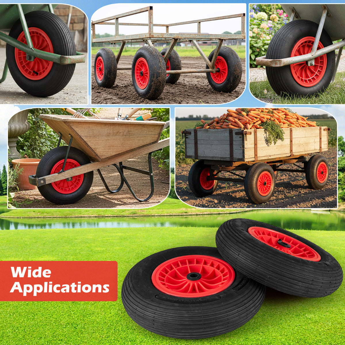 4.80/4.00-8 Wheelbarrow Tire and Wheel Pneumatic Tire-Red