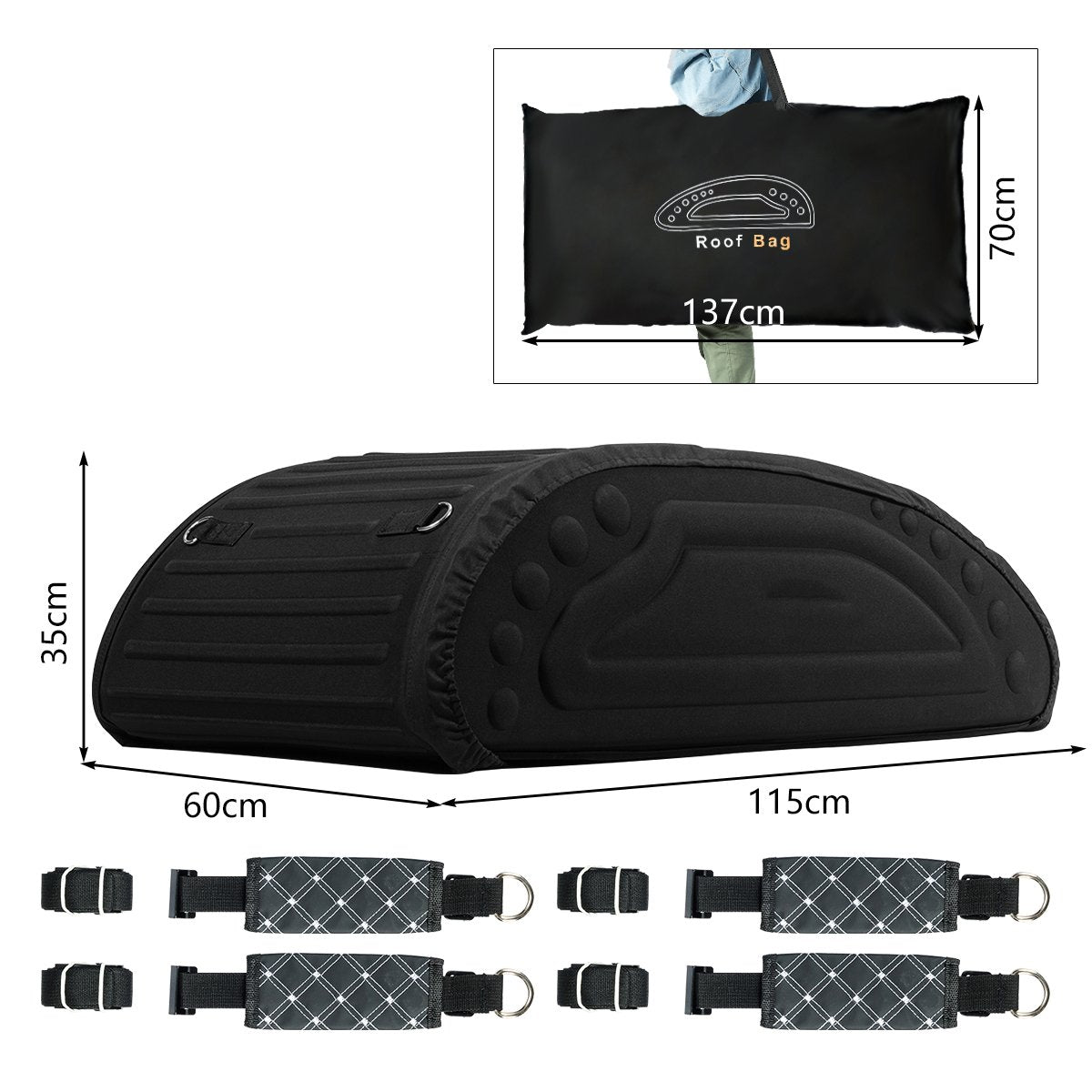 400L Waterproof Car Roof Bag Foldable Rooftop Cargo Carrier
