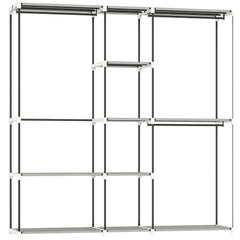 HOMCOM Portable Wardrobe, Open Clothes Wardrobe with 8 Shelves, 3 Hanging Rails, Light Grey