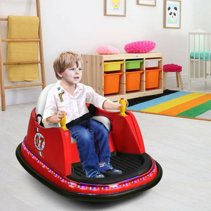 Kids Ride-On Bumper Car with Colorful Flashing Lights and Music-Red