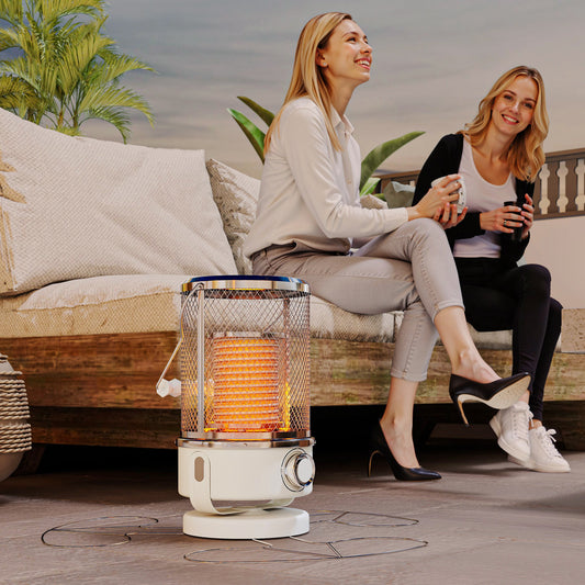 Outsunny 2000W Patio Electric Heater with 10-20㎡ Coverage, Separation Coil, Freestanding Outdoor Infrared Heater with Tip-Over Protection, Overheat Protection, Handle for Indoor and Outdoor Use, White