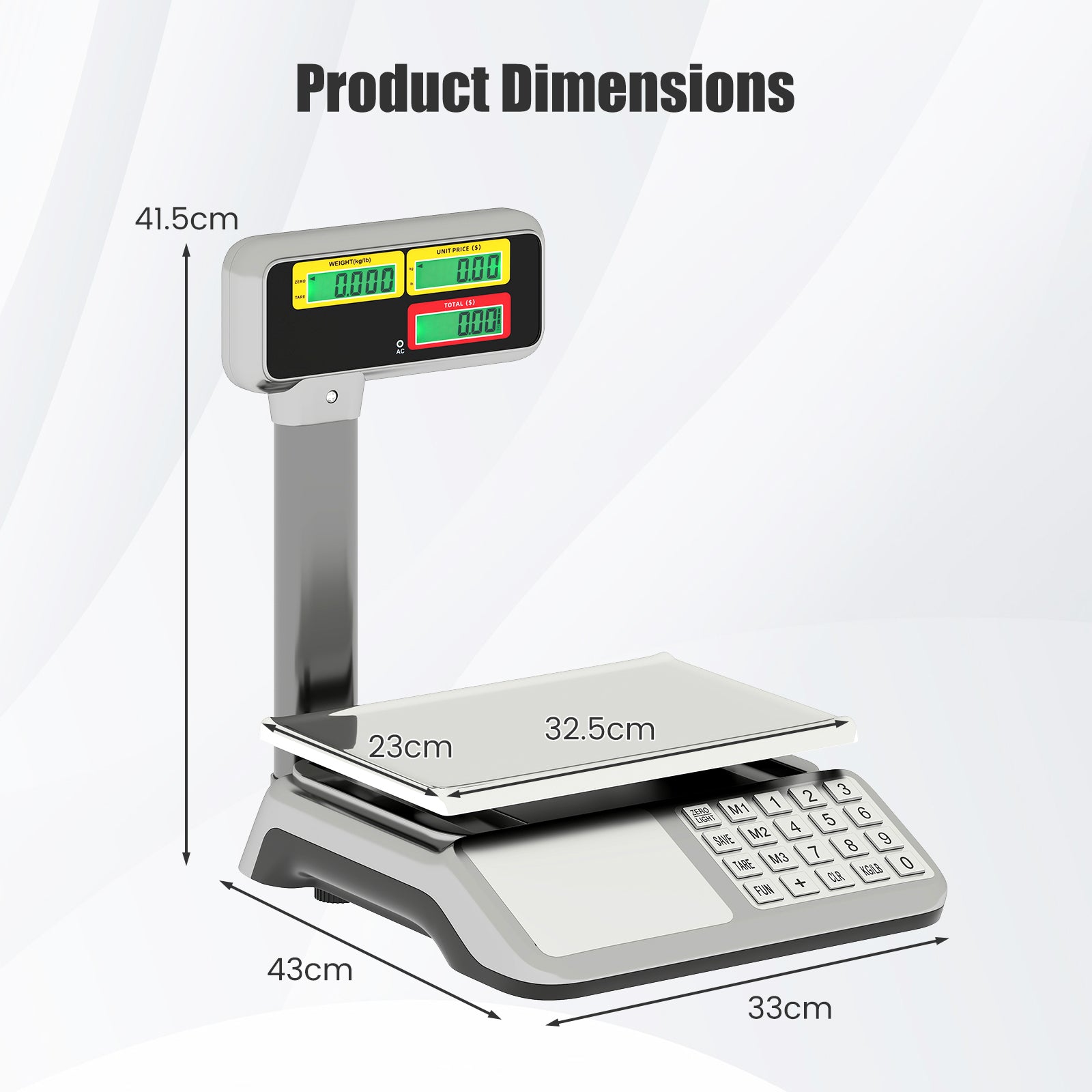 40kg Price Computing Scale with Pole Dual LCD Display and Counting Function