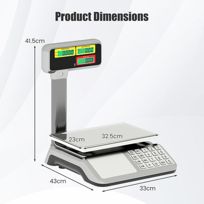 40kg Price Computing Scale with Pole Dual LCD Display and Counting Function