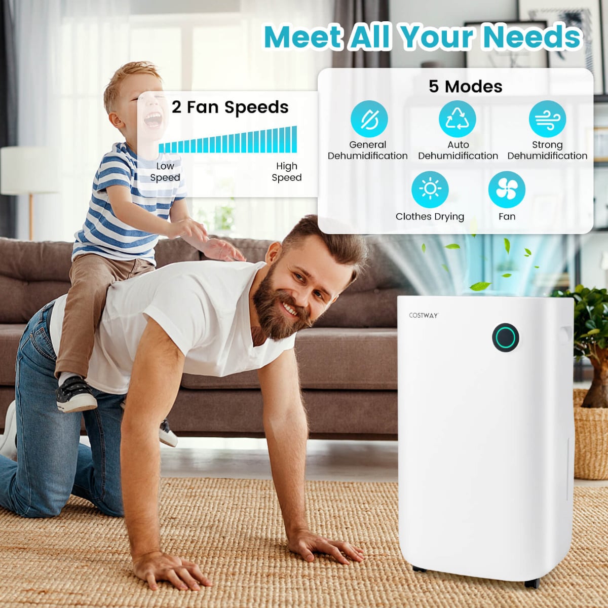High-efficiency Dehumidifier 40L/Day  with 5 Modes and 2 Speed