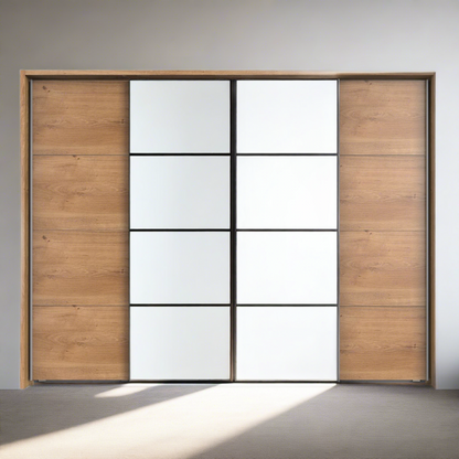 Bacoor 4 Door Sliding Wardorbe - Oak and White