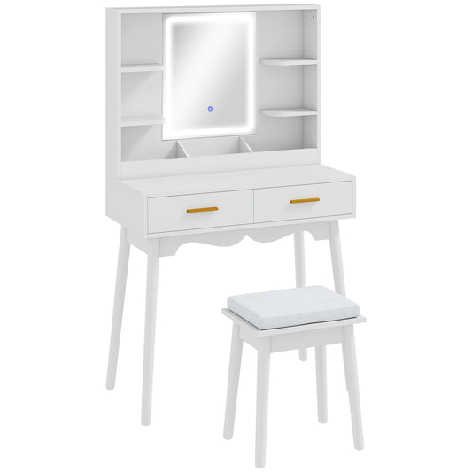 HOMCOM Elegant Dressing Table, with LED Mirror - White