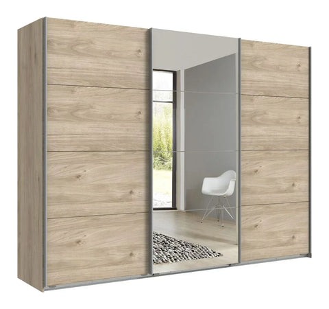Sliding Wardrobe AMBER 3 Door Mirrored Wardrobe Oak 270cm