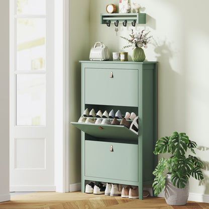 HOMCOM Modern Three-Drawer Shoe Cabinet - Green