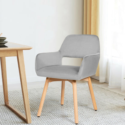 2 Pieces Retro Styled Velvet Chairs-Grey