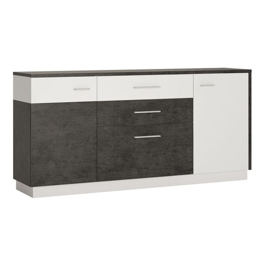 Zingaro 2 door 2 drawer 1 compartment sideboard - Slate Grey and Alpine White