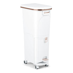 43L Kitchen Trash Can with Lid Double-Layer Sorting Trash Bin-White