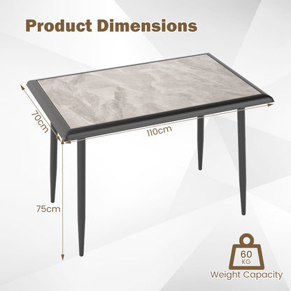 44 Inch Sintered Stone Dining Table with Metal Frame for Dining Room-Grey