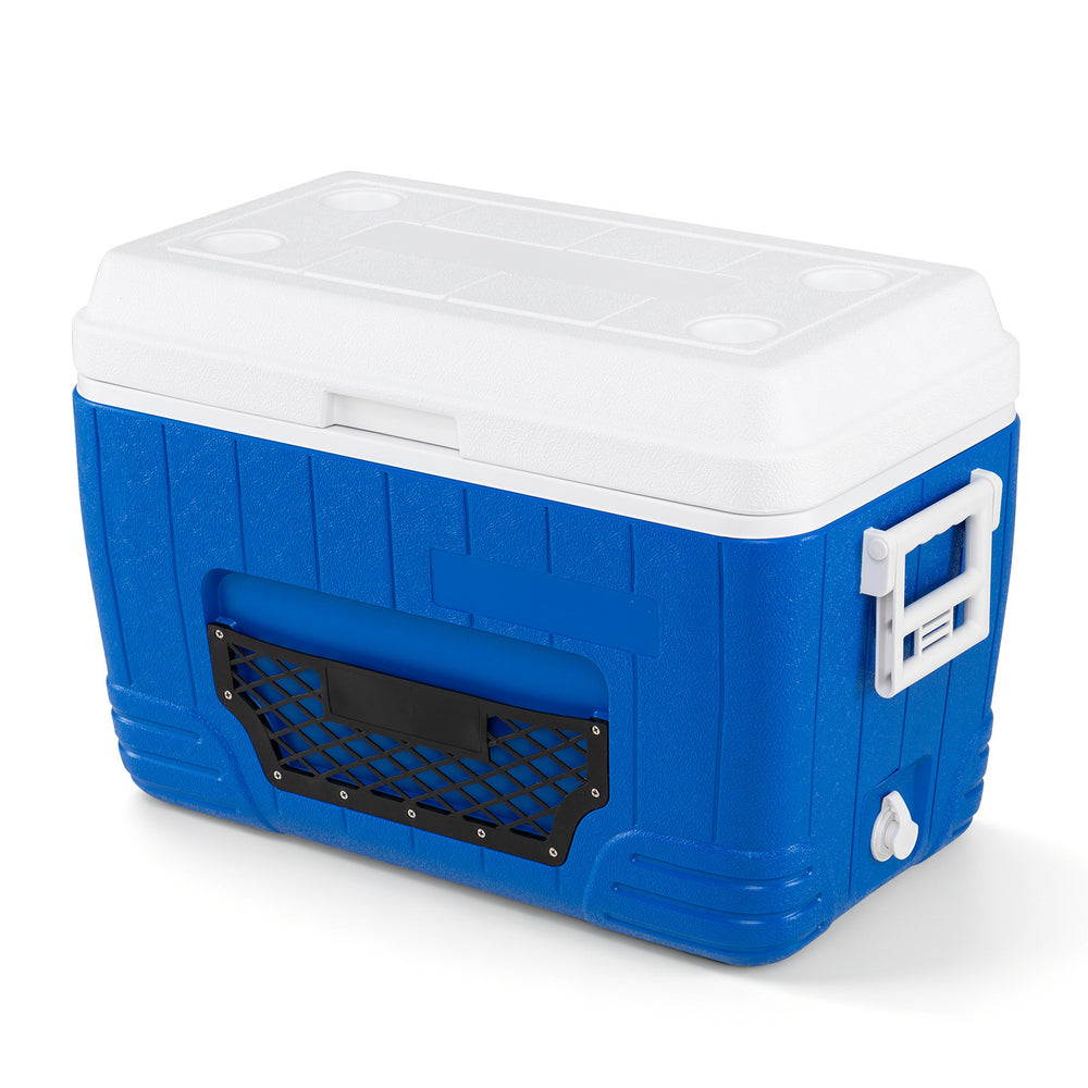 45 L Insulated Portable Cooler Hard Shell with 4 Cup Holders and Drain Plug-Blue