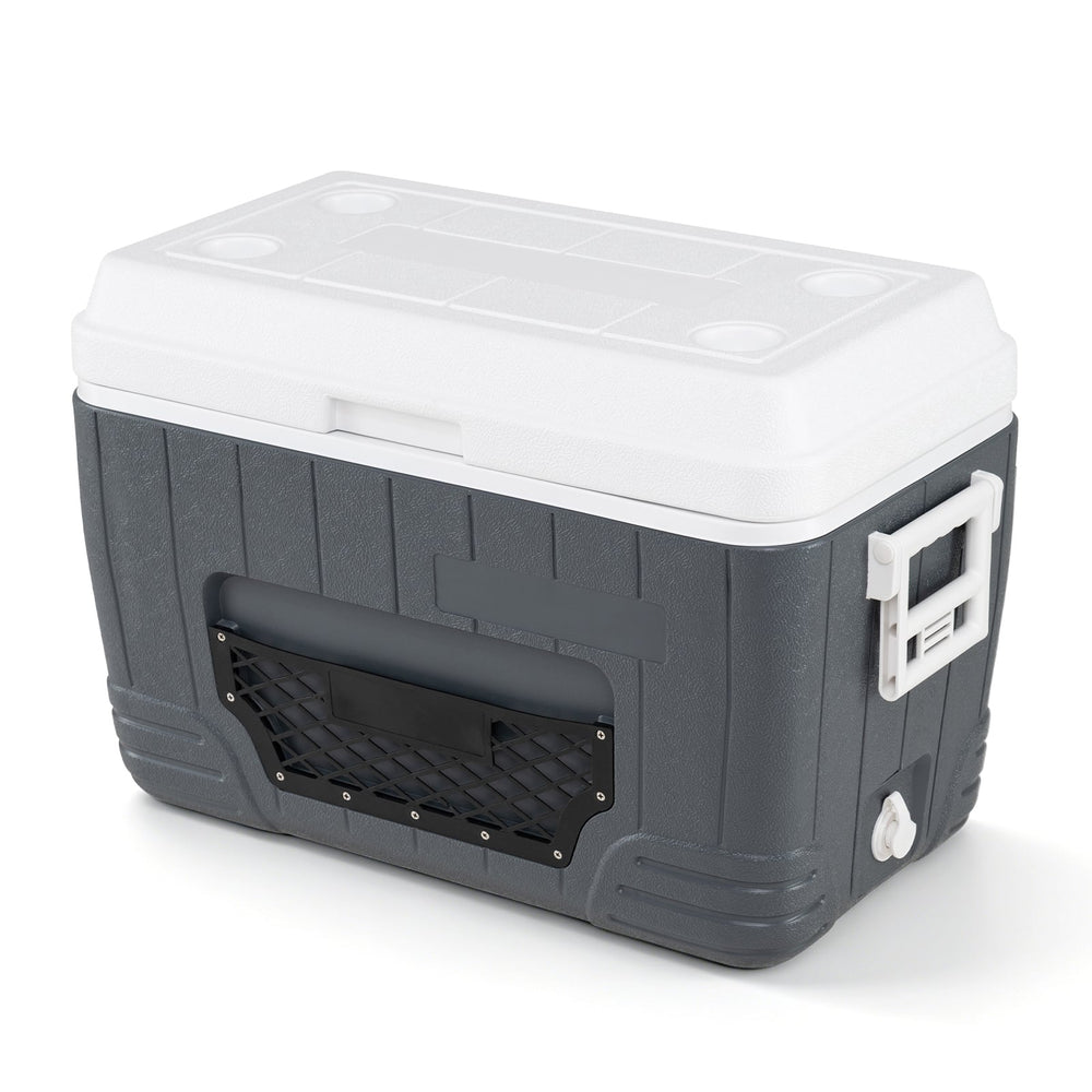 45 L Insulated Portable Cooler Hard Shell with 4 Cup Holders and Drain Plug-Grey