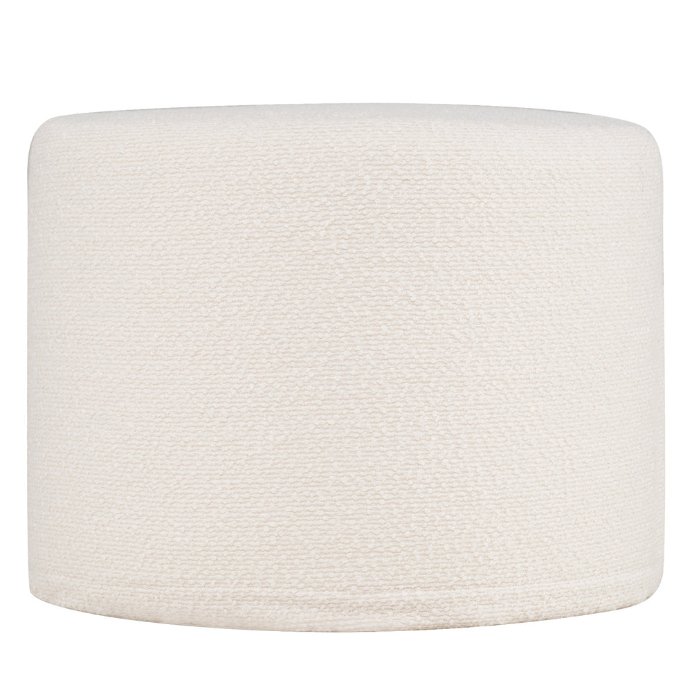 45 cm x 35 cm Round Pouf Ottoman with Loop Yarn Fabric and Machine-washable Cover-White
