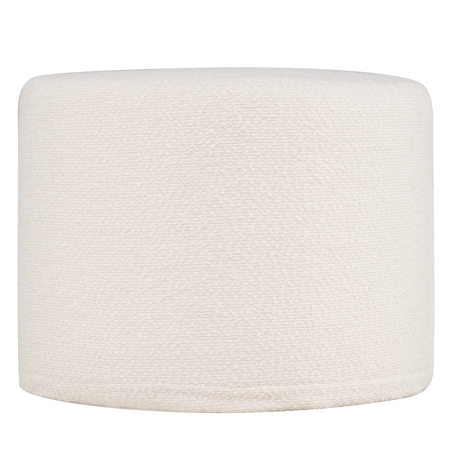45 cm x 35 cm Round Pouf Ottoman with Loop Yarn Fabric and Machine-washable Cover-White