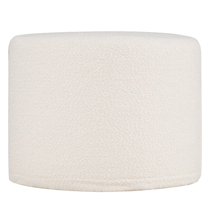 45 cm x 35 cm Round Pouf Ottoman with Loop Yarn Fabric and Machine-washable Cover-White
