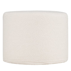 45 cm x 35 cm Round Pouf Ottoman with Loop Yarn Fabric and Machine-washable Cover-White