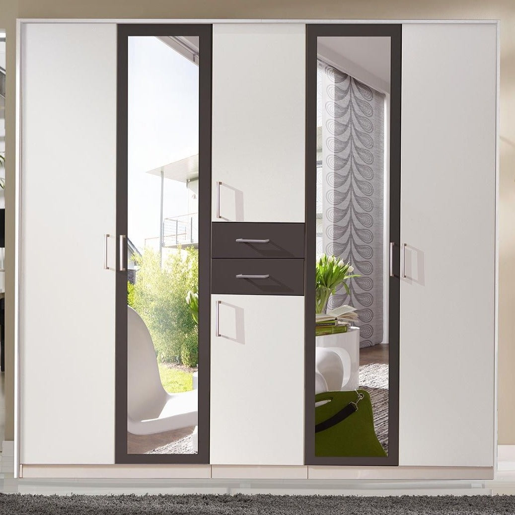DAKAR 5 Door Wardrobe White and Graphite 225cm