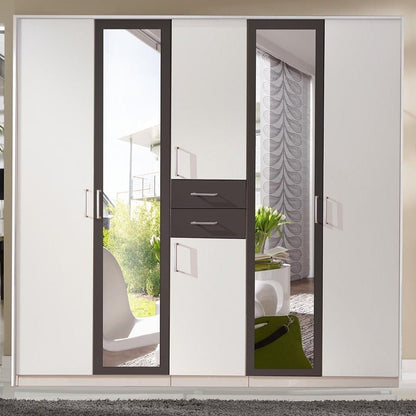 DAKAR 5 Door Wardrobe White and Graphite 225cm