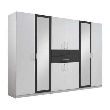 DAKAR 6 Door Wardrobe White and Graphite 270cm