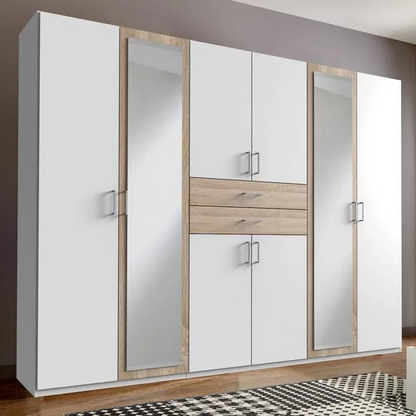 DAKAR 6 Door Wardrobe White and Oak 270cm