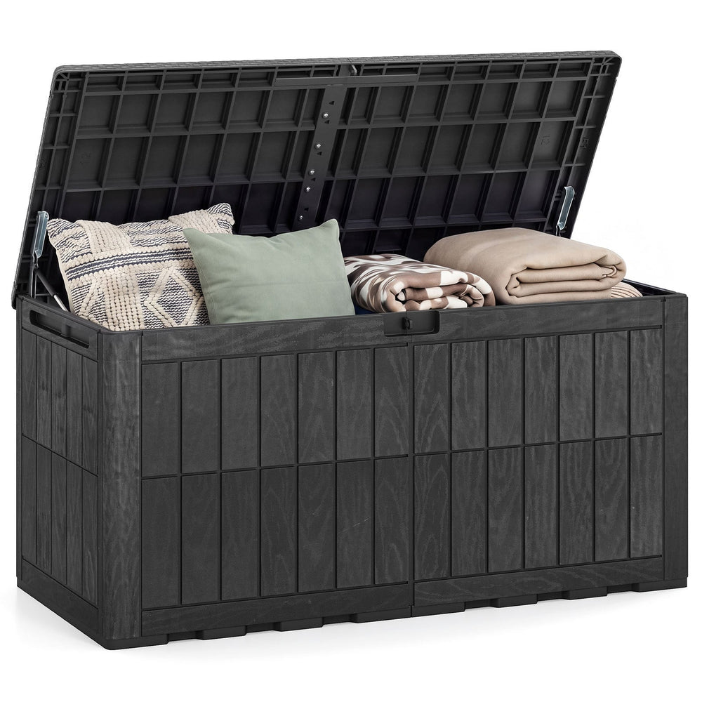 455 L Outdoor Waterproof Lockable Deck Box with Lid and Handles-Black