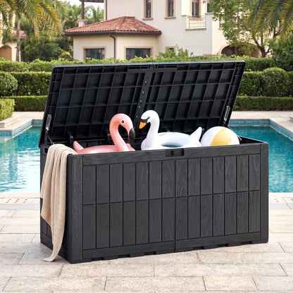 455 L Outdoor Waterproof Lockable Deck Box with Lid and Handles-Black