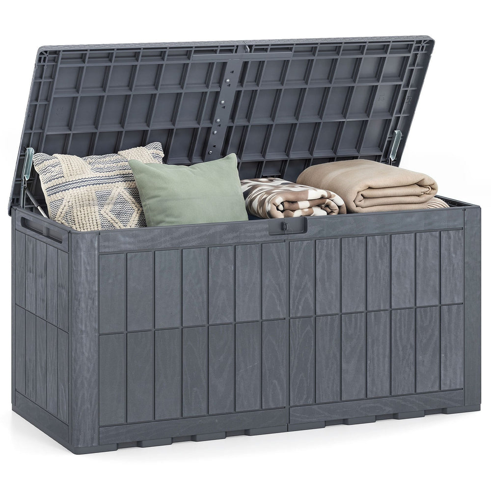 455 L Outdoor Waterproof Lockable Deck Box with Lid and Handles-Grey