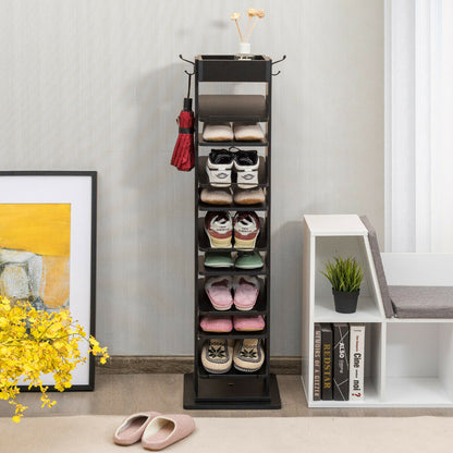 11 Tier 360° Rotating Shoe Organiser with 2 Hooks-Black